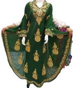 Green Georgette Embroidered Zari Work Islamic Kaftans