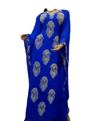 Royal Blue Georgette Embroidered Zari Work Islamic Kaftans 1