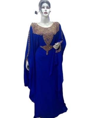 Royal Blue Georgette Embroidered Zari Work Islamic Kaftans 1
