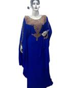 Royal Blue Georgette Embroidered Zari Work Islamic Kaftans
