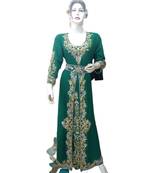 Green Georgette Embroidered Zari Work Islamic Kaftans