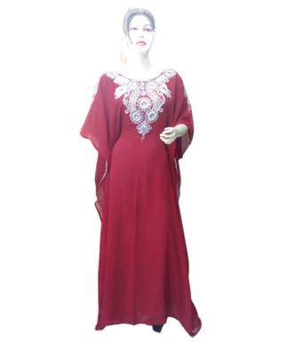 Red Georgette Embroidered Zari Work Islamic Kaftans 1
