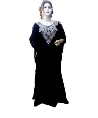Black Georgette Embroidered Zari Work Islamic Kaftans 1