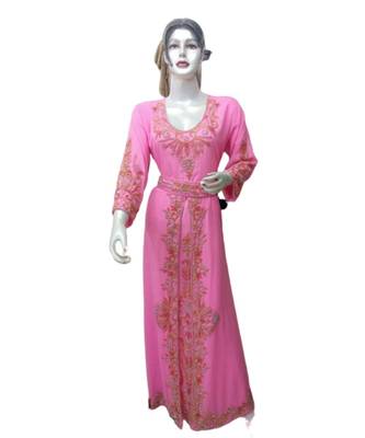 Pink Georgette Embroidered Zari Work Islamic Kaftans 1