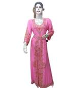 Pink Georgette Embroidered Zari Work Islamic Kaftans