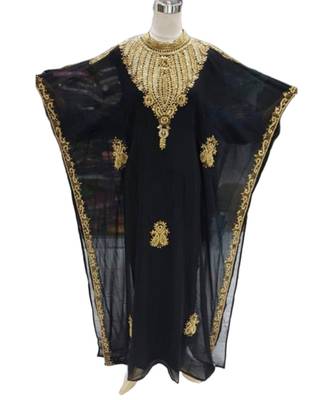 Black Georgette Embroidered Zari Work Islamic Kaftans 1