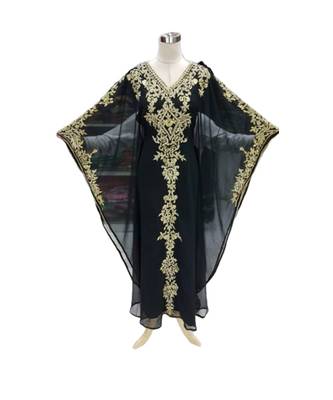 Black Georgette Embroidered Zari Work Islamic Kaftans 1