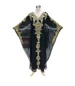 Black Georgette Embroidered Zari Work Islamic Kaftans