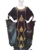Black Georgette Embroidered Zari Work Islamic Kaftans