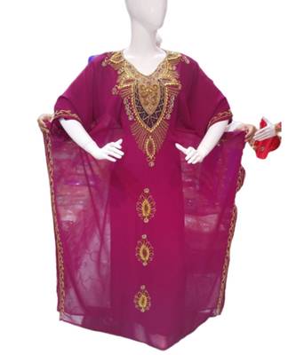 Pink Georgette Embroidered Zari Work Islamic Kaftans 1