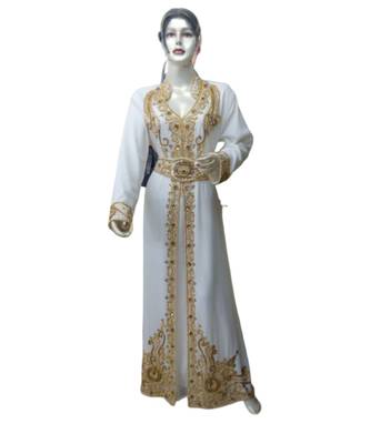 Cream Georgette Embroidered Zari Work Islamic Kaftans 1
