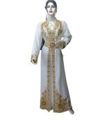 Cream Georgette Embroidered Zari Work Islamic Kaftans