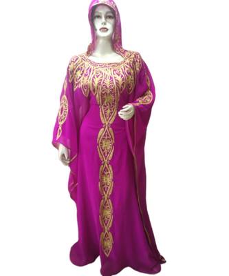 Pink Georgette Embroidered Zari Work Islamic Kaftans 1