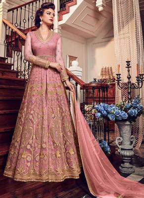 Purple Embroidered Net Salwar 1