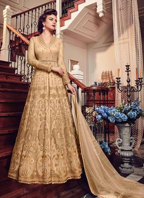Beige Embroidered Net Salwar 1