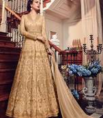Beige Embroidered Net Salwar