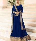 Blue Embroidered Faux Georgette Salwar