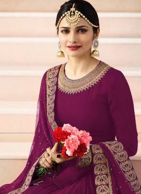Purple Embroidered Faux Georgette Salwar 2