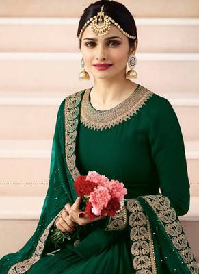 Green Embroidered Faux Georgette Salwar 2