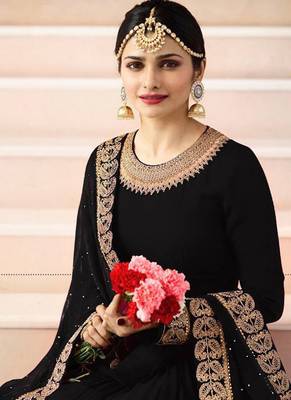 Black Embroidered Faux Georgette Salwar 2