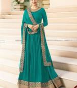 Green Embroidered Faux Georgette Salwar