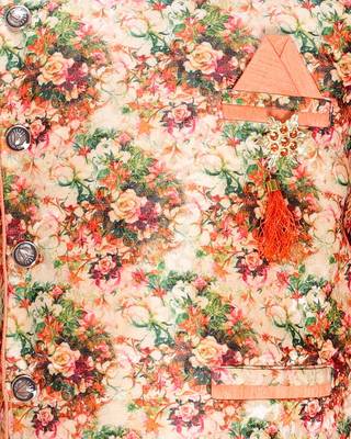 Orange plain cotton silk boys-kurta-pyjama 5