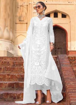 White Embroidered Net Salwar 1