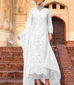 White Embroidered Net Salwar