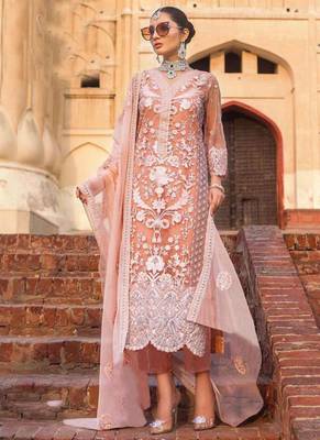 Peach Embroidered Net Salwar 1