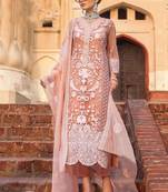 Peach Embroidered Net Salwar