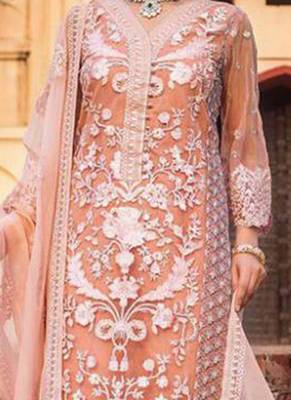 Peach Embroidered Net Salwar 2