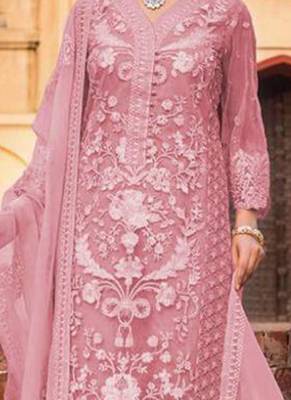 Peach Embroidered Net Salwar 2