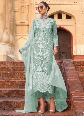 Green Embroidered Net Salwar 1