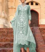 Green Embroidered Net Salwar