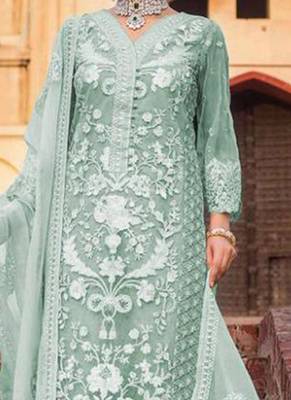 Green Embroidered Net Salwar 2