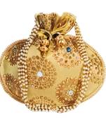 Women's Designer Bridal Potli Clutch Bag for Partywear Golden (Single Bag)