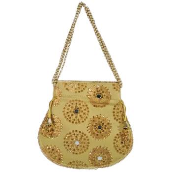 Women's Designer Bridal Potli Clutch Bag for Partywear Golden (Single Bag) 3