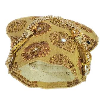Women's Designer Bridal Potli Clutch Bag for Partywear Golden (Single Bag) 4