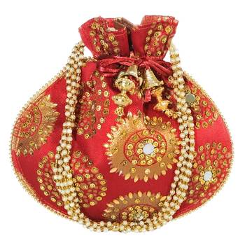 Women's Designer Bridal Potli Clutch Bag for Partywear Maroon (Single Bag) 1