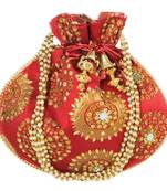 Women's Designer Bridal Potli Clutch Bag for Partywear Maroon (Single Bag)