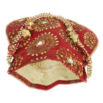 Women's Designer Bridal Potli Clutch Bag for Partywear Maroon (Single Bag) 4