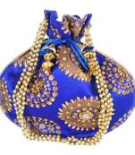 Women's Designer Bridal Potli Clutch Bag for Partywear Blue (Single Bag)