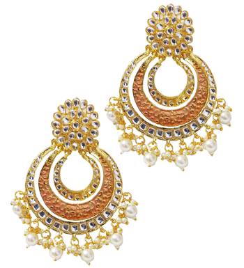 Ethnic Indian Bollywood Peech Meenakari Chandbali Earrings Set 1