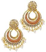 Ethnic Indian Bollywood Peech Meenakari Chandbali Earrings Set