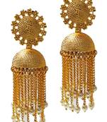 Ethnic Indian Bollywood Chain Style Gold Plated Jhumki Earrings Set