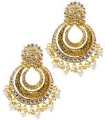 Ethnic Indian Bollywood Kundan Pearl Chandbali Earrings Set