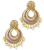 Ethnic Indian Bollywood Pink Meenakari Chandbali Earrings Set