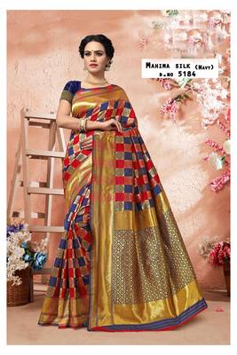 red woven art silk saree with blouse 1
