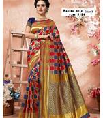 red woven art silk saree with blouse