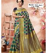 green woven art silk saree with blouse